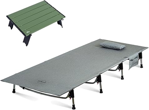 iClimb 1 Mini Folding Table and 1 Super Easy Assemble Cot, Ultralight Compact for Adults Outdoor Camping Backpacking Hiking