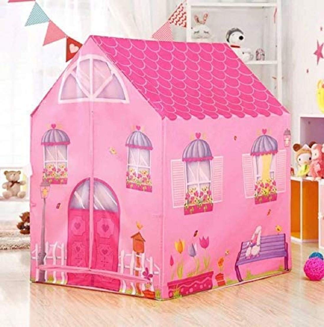 Jumbo Size Doll House Tent for Boys & Girls | Lightweight Foldable Kids Play Tent House | Indoor Outdoor Princess Playhouse for Toddlers & Children | Water Resistant Kids Toy Tent House-image-36