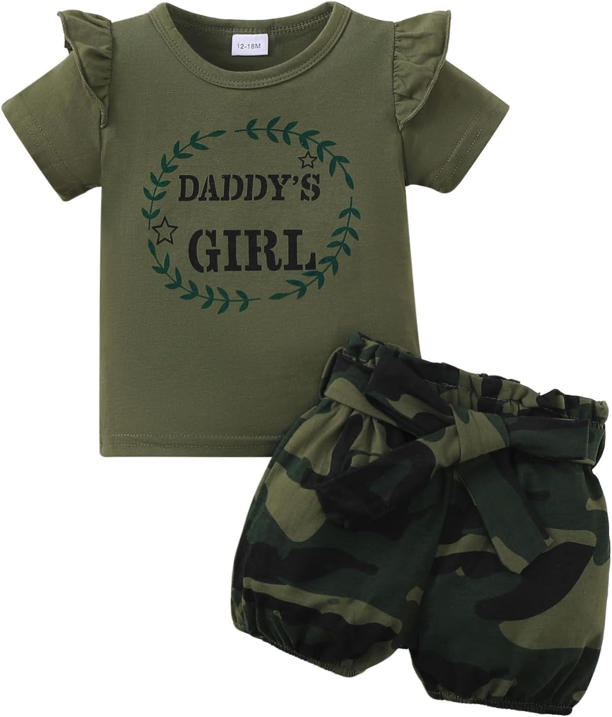 Mikrdoo Baby Girl Clothes Toddler Girl Summer Outfits Shirts Tops Camo Shorts Set Little Girl Clothes
