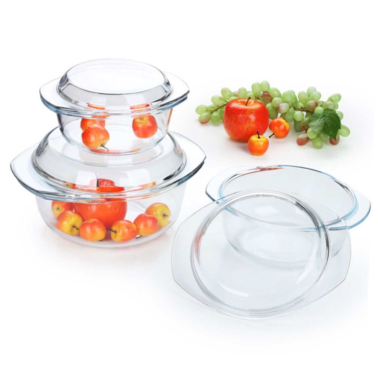 DOITOOL Hitzebeständiger Glas topf mit Deckel Mikrowellengeeignet Ofenfest Temperatursicher von Spülmaschinenfest Lebensmittelecht Bpa frei für Suppen und Speisen