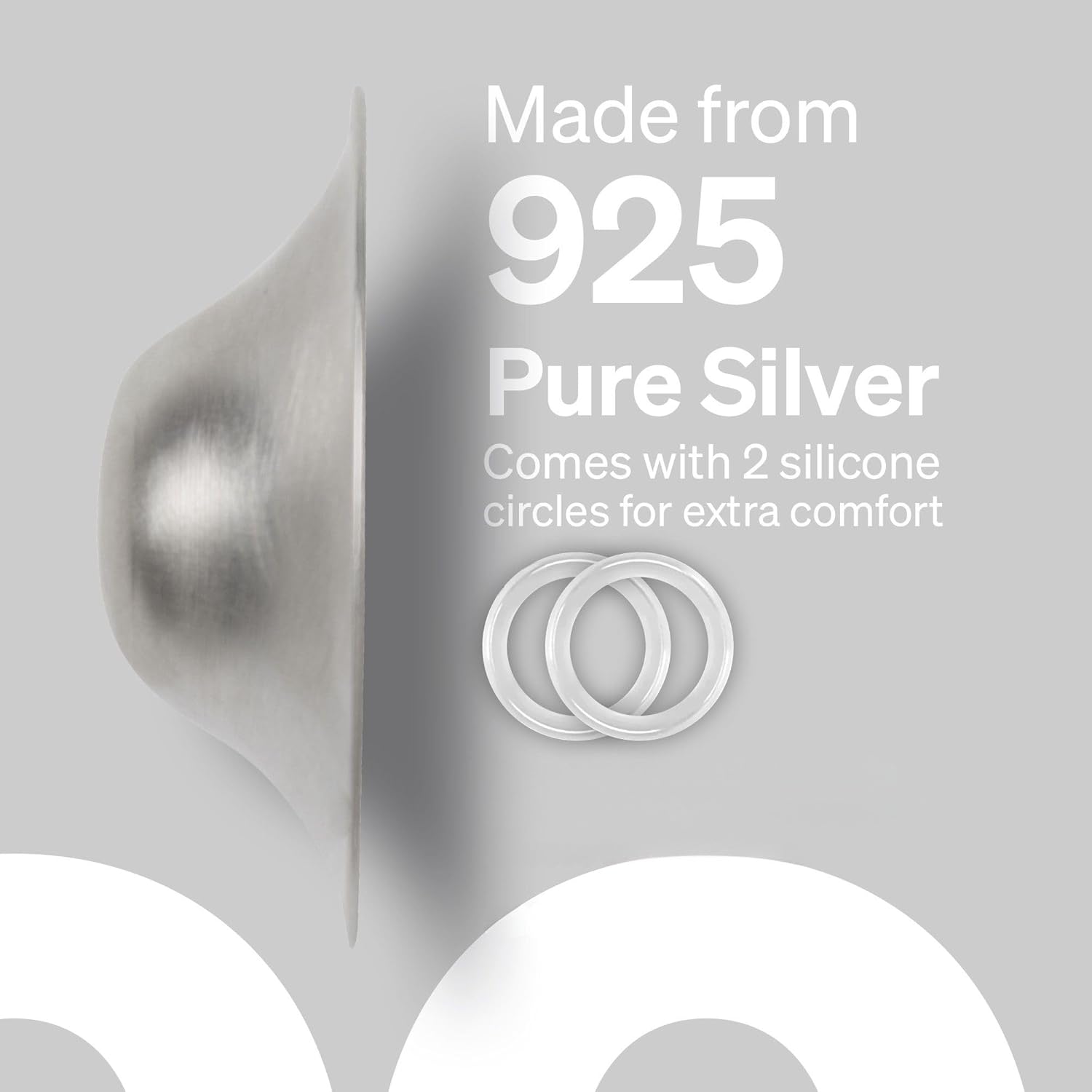 The Original Silver Nursing Cups by LoveNoobs, Silver Nipple Covers Breastfeeding, XL Nipple Shields for Nursing Newborn, Post Partum Essentials, Nickel-Free