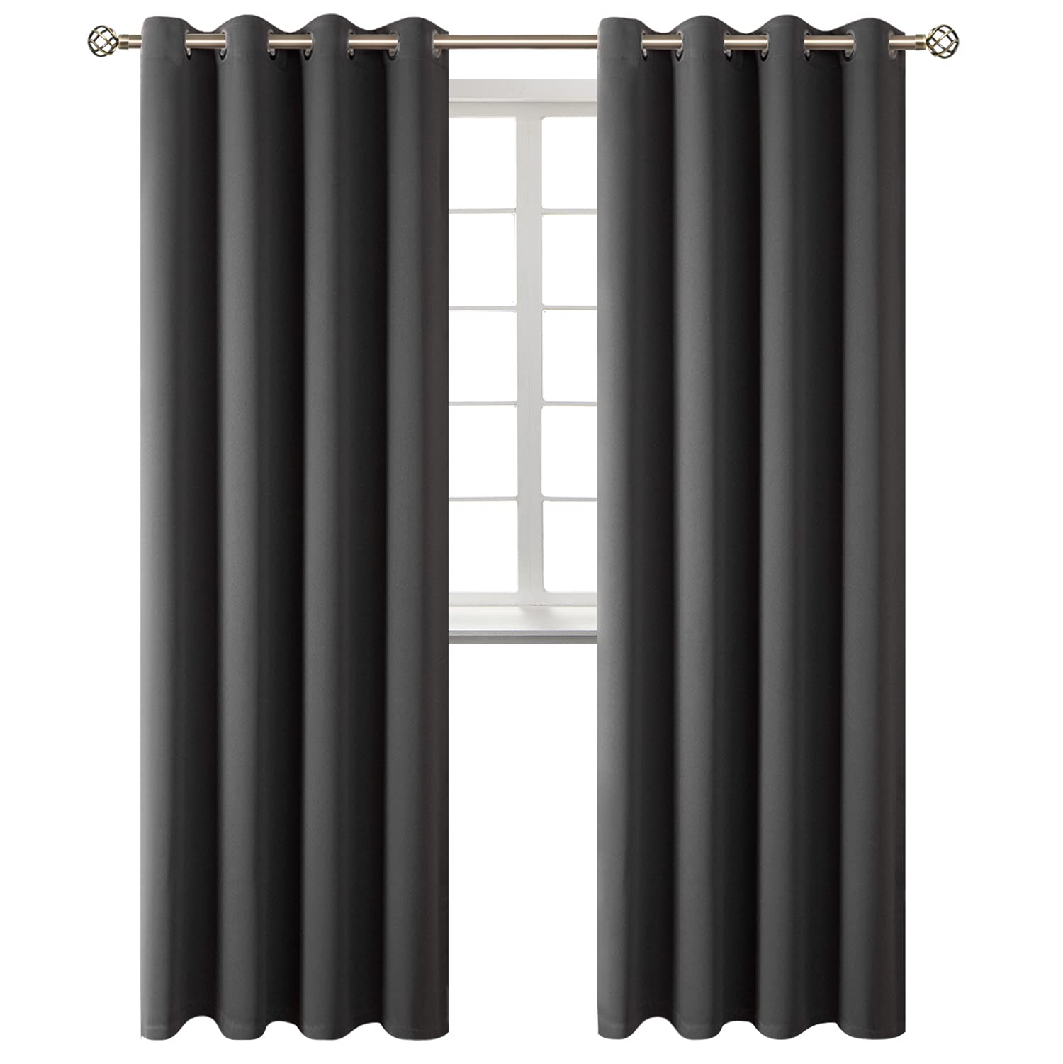 BGment Blackout Curtains - Grommet Thermal Insulated Room Darkening Bedroom and Living Room Curtains, Set of 2 Panels (52 x 120 Inch, Dark Grey)