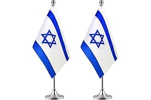 2 Pack Mini israel Flag Desk Table Flags With Stand Base