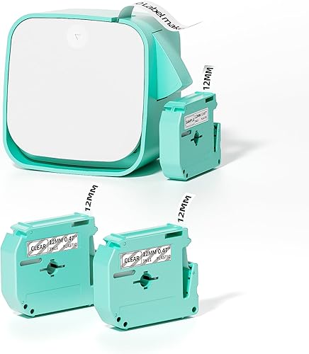 Máquina etiquetadora M960 con paquete de cinta con 2 cintas de etiquetas 3M11 (negro sobre transparente), mini impresora de etiquetas práctica para