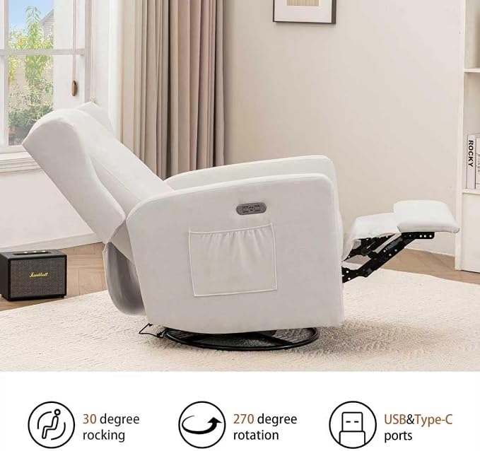 Sillón Reclinable Eléctrico Beige miniatura 8