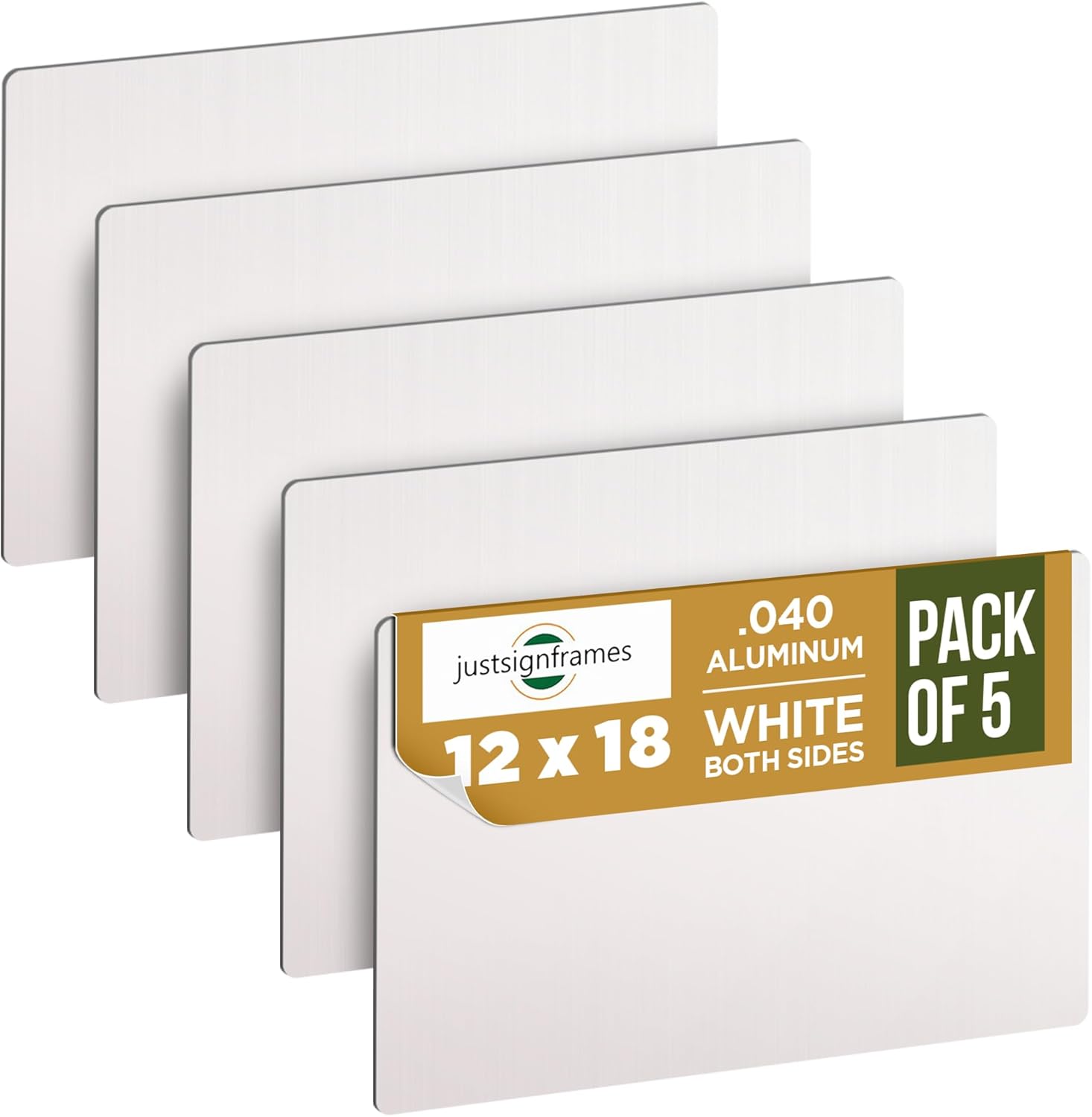 Aluminum Sign Blank, 12 x 18 x .040, White (Pack of 5) (AL1218040W)