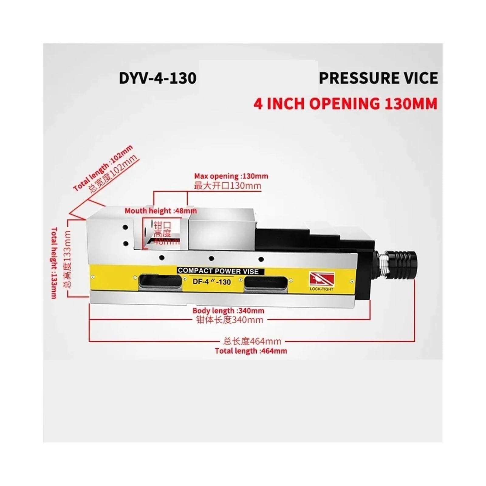 Étau hydraulique de 4 pouces avec pince à mâchoires plates – Étau for équipement CNC et usage industriel