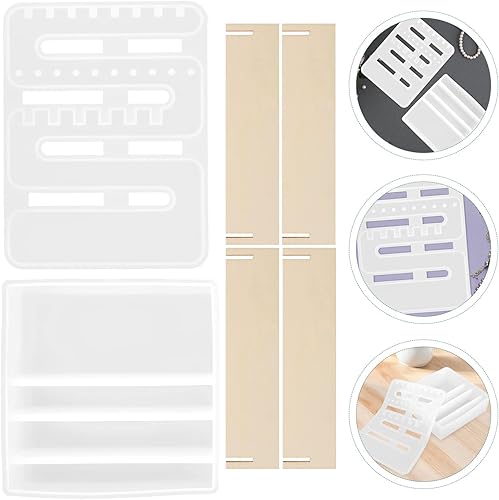 Miniatura 4 de Moldes para anillos de resina para joyas, 1 juego de organizador de joyas de silicona, molde de resina, soporte para aretes, molde para colgar