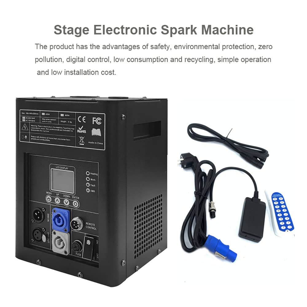 8x Macchine A Scintille Fredde 1200W Con Flightcase - Controllo DMX512 E Telecomando - GdjRttk