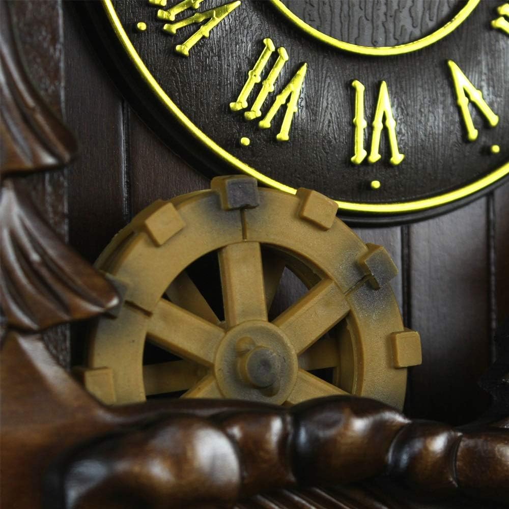 Wall Clock Solid Wood Wall Clock Creative Process Retro House-Shaped Induction Swing Cuckoo Clock Cuckoo Clock Wall Clock Watch Fashion Retro Wood Size 45 * 32 * 15CM