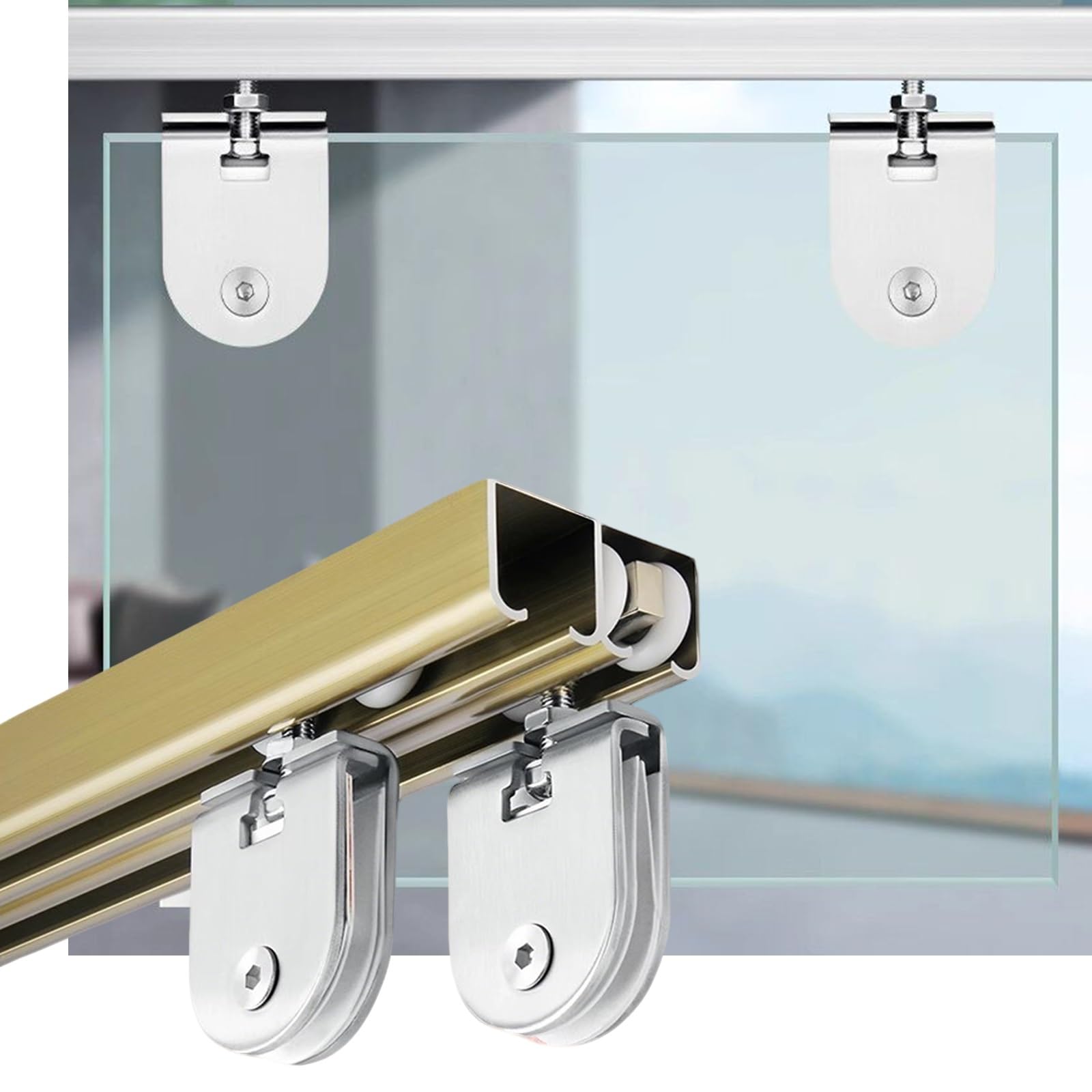 Rail porte coulissante pour douche et salle de bain gain de place