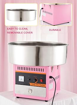 Candy Floss Machine, 1000W Cotton Candy Machine Commercial with Stainless Steel Bowl, Sugar Scoop, Pink Candy Floss Makers for Kids, Home, Birthday, Parties, Festival, Carnival, Candy Machine