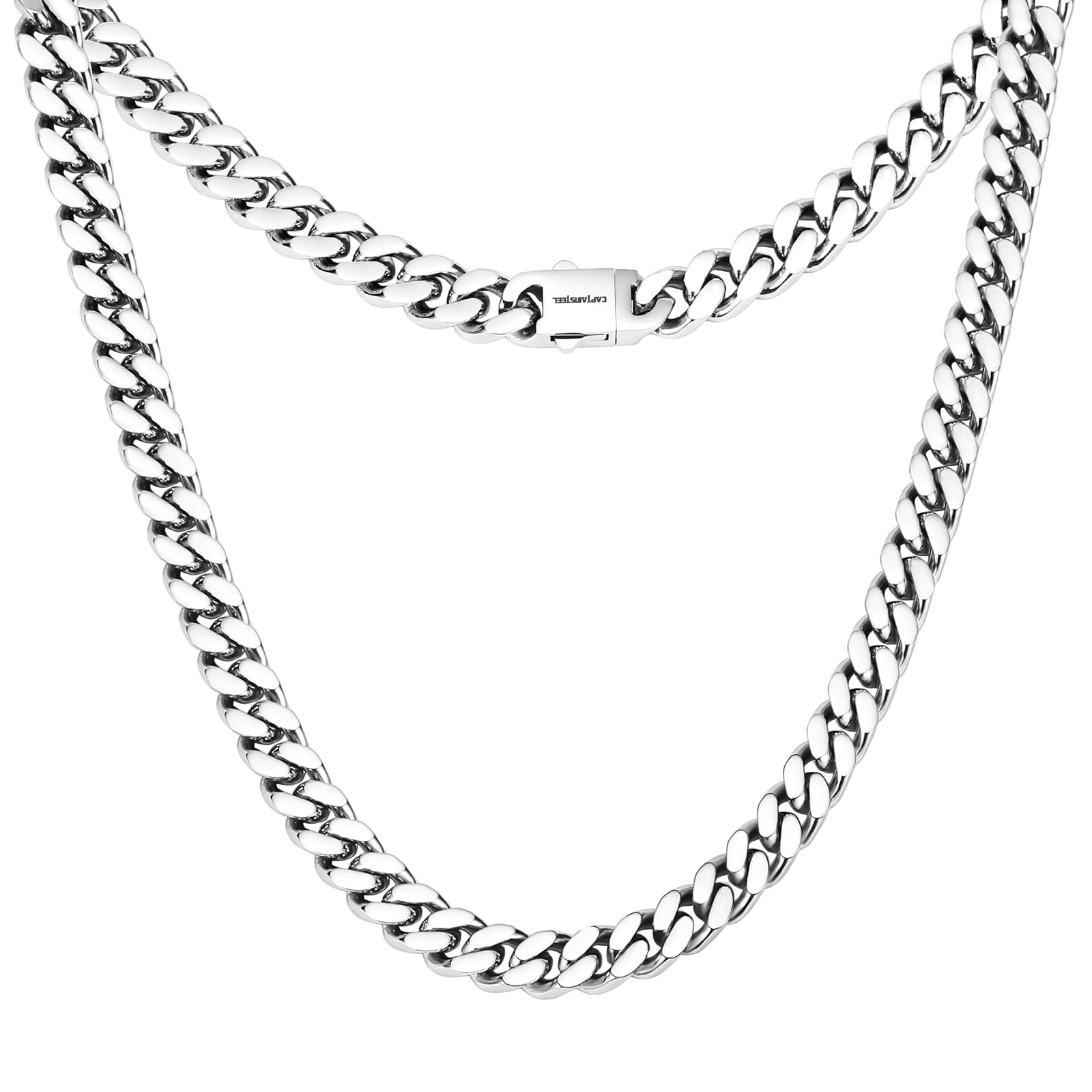 CaptainSteeLCuban Link Chain,5MM/9MM Width Cuban Chain Necklace Stainless SteeL Silver/Gold Plated Necklace Chain,18in/20in/22in/24in