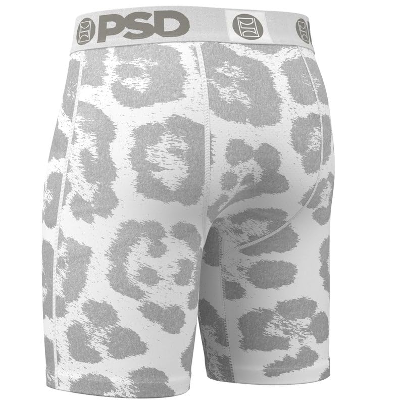 PSD Mens Boxer Briefs - Snow Leopard, 7 Inch Inseam, Moisture-Wicking, 4-Way Stretch, Boxer Briefs for Men Pack3