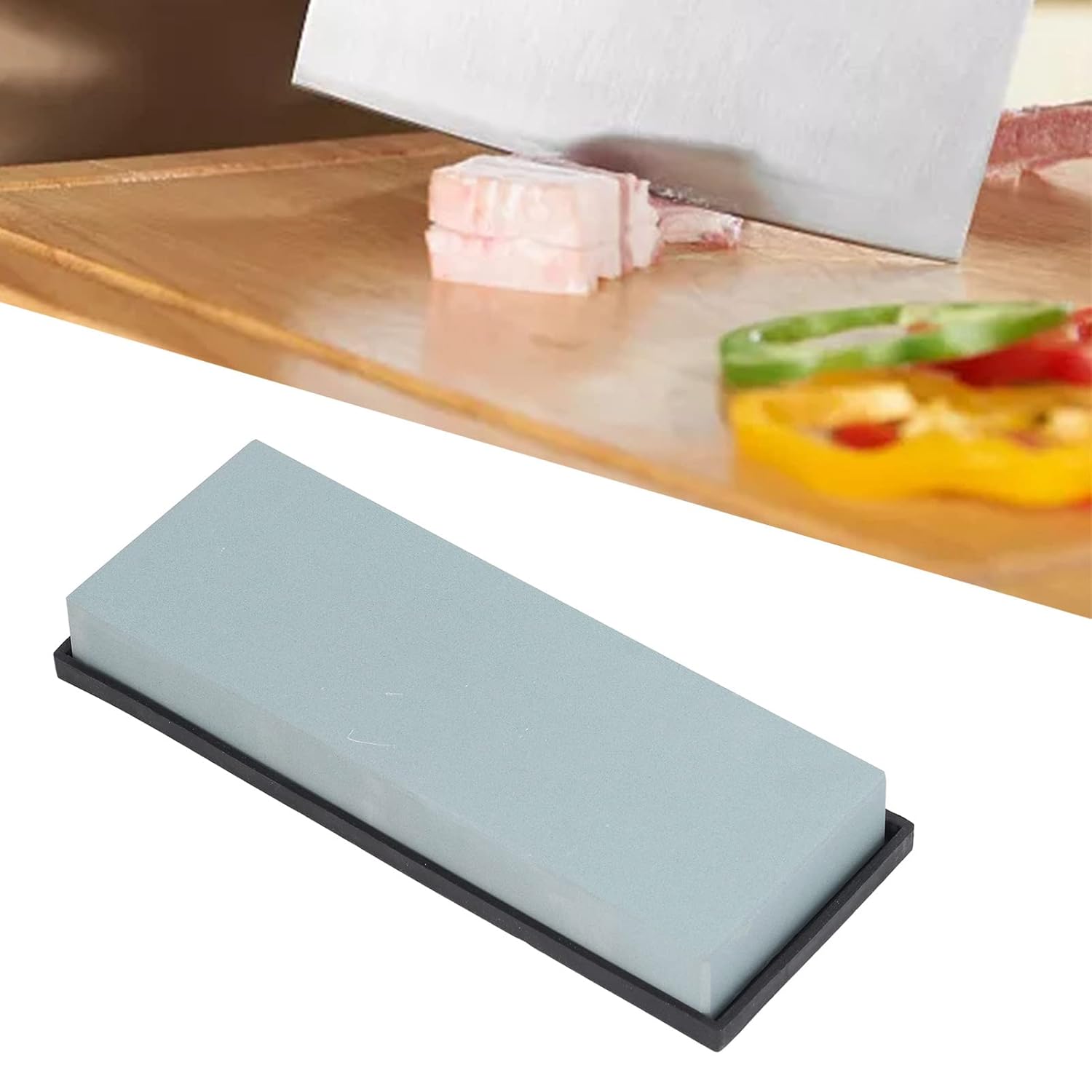 Garosa Sharpening Stone Whetstone Kitchen Knife Sharpener with Non-Slip Base 320 Grit Wet Stone for Sharpening Knives and Tools Green Silicon Carbide Flattening Stone