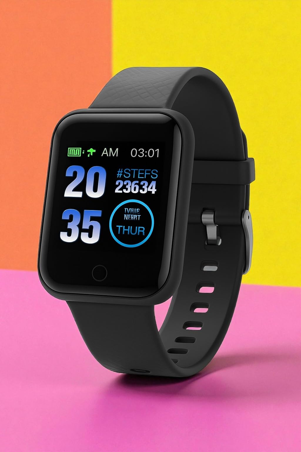 Smart Fitness Watch with Step Counter, Heart Rate Monitor, Color Display, Black Silicone Band, Digital Sports Activity Tracker for Men and Women-image-21