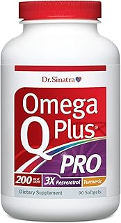 Dr. Sinatra Omega Q Plus PRO – Professional Strength Heart and Healthy Aging Support with 200 mg of CoQ10 and 90 mg of Resveratrol for Optimal Cellular Energy Production (90 softgels)
