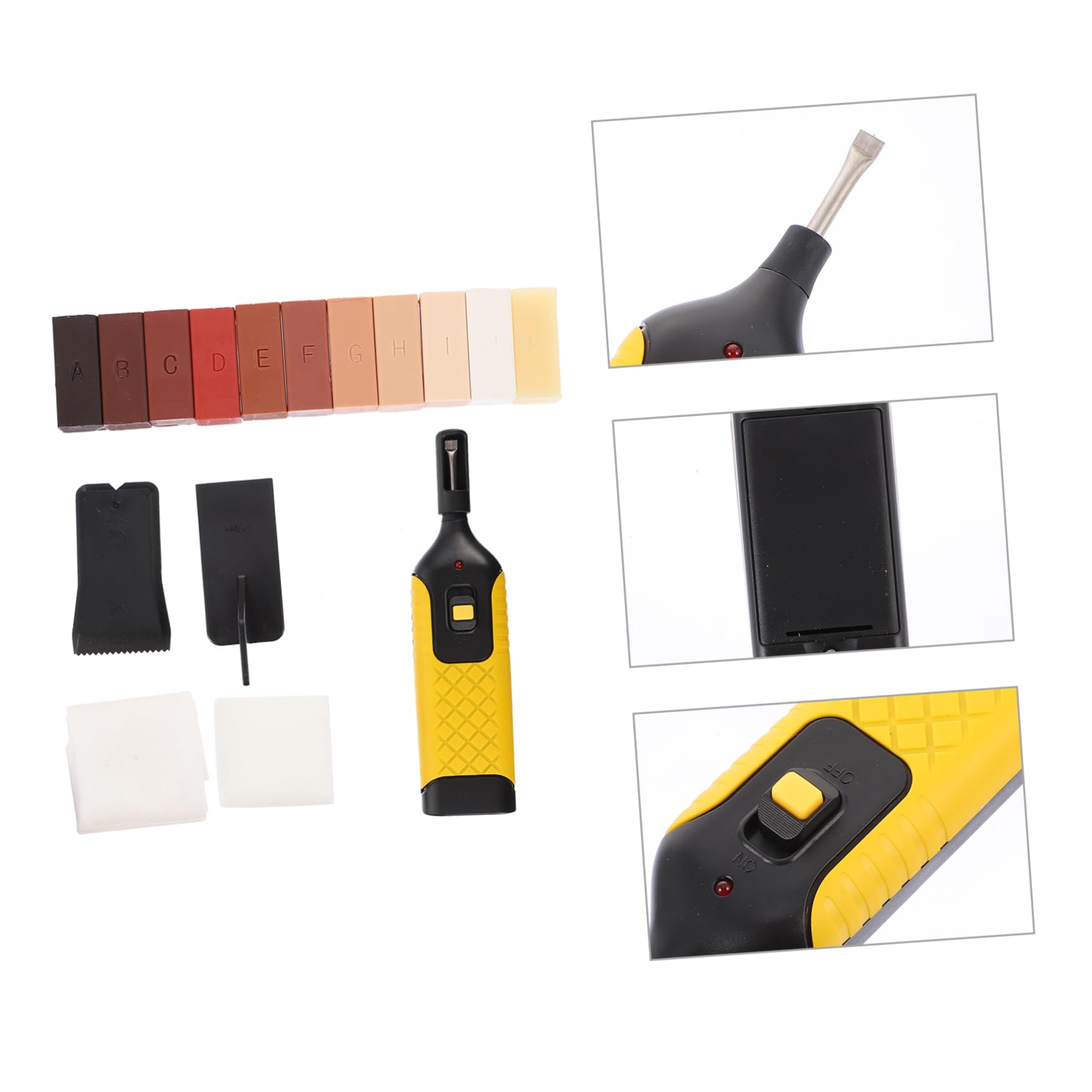 GLEAVI Kit Riparazione Parquet e Pavimenti in Plastico, 16 Pezzi, per Giunti e Graffi, Cera, Raschietto e Spugna, per Casa