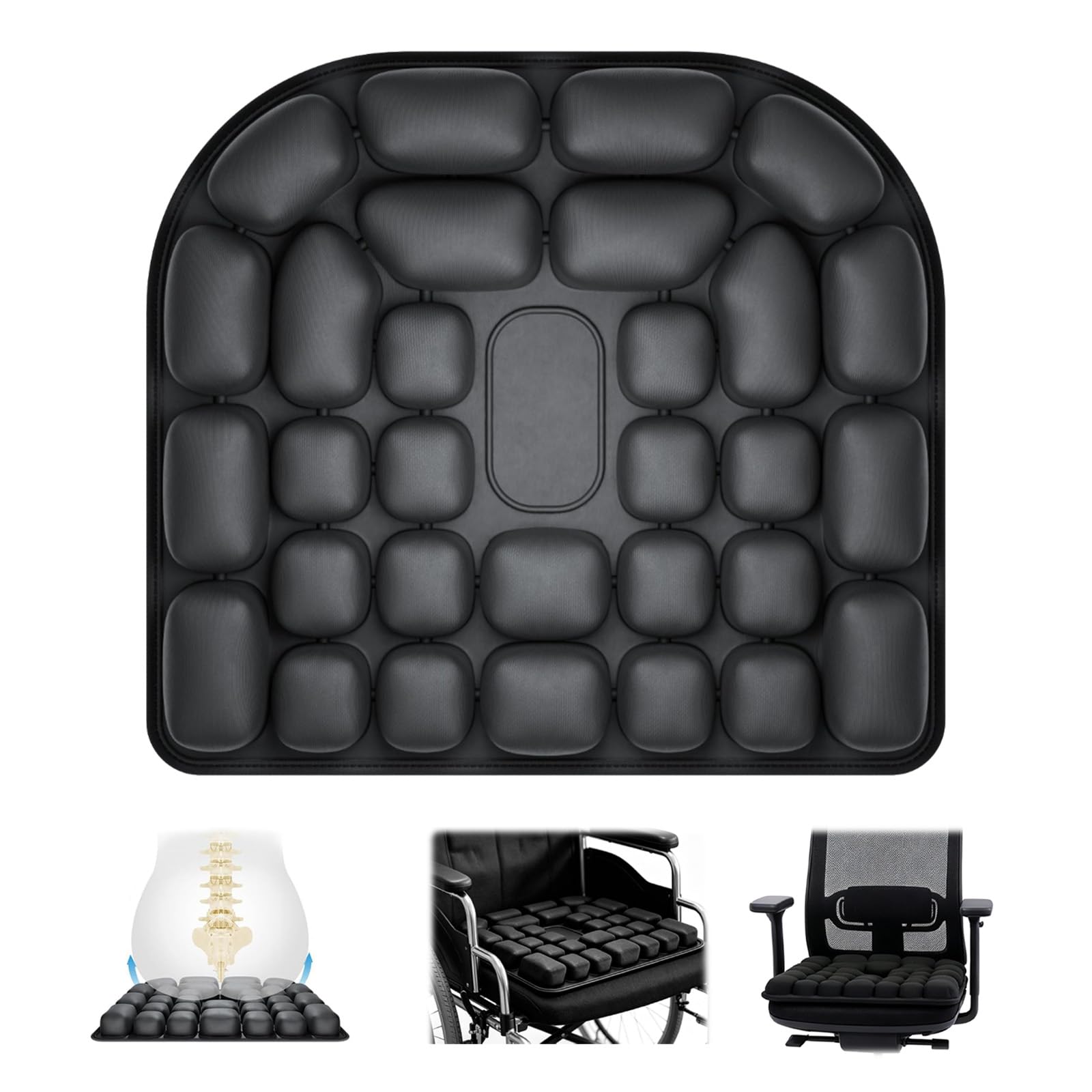 Coussin de Siège Gonflable, Coussin de Siège d'avion Portable, Soulagement des Hémorroïdes et des Douleurs au Coccyx, Coussin Gonflable Assise Anti-escarres pour Chaises de Bureau Fauteuils Roulants