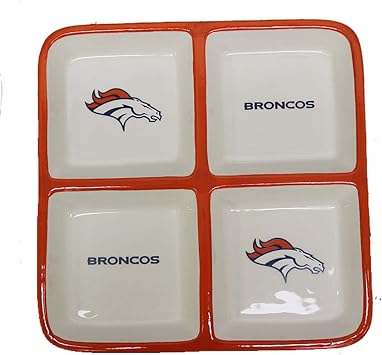 The Memory Company Officially Licensed NFL 4 Section Square Tray Perfect for Game Day & Collectibles, Denver Broncos