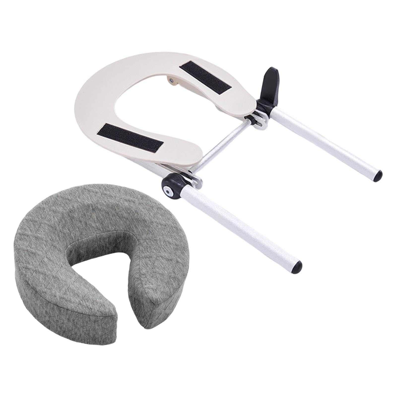 Milageto Cuscino poggiatesta per lettino da massaggio, portatile, a forma di U, durevole, confortevole, di, con supporto per il viso, Grigio