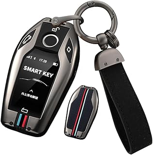 ontto Car Key Case Suitable for BMW 5 Series 7 Series G11 G12 G30 G31 G32 i8 I12 I15 G01 G02 G05 G07 X7 Key Case Protective Metal Key Fob Key Case Cover Car Accessories, B Black