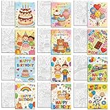 MAYJOYDIY 12 Stück Geburtstagsmotiv vorgezeichnete Leinwände zum Bemalen Alles Gute zum Geburtstag vorbedruckte Leinwand für Erwachsene 25x20cm