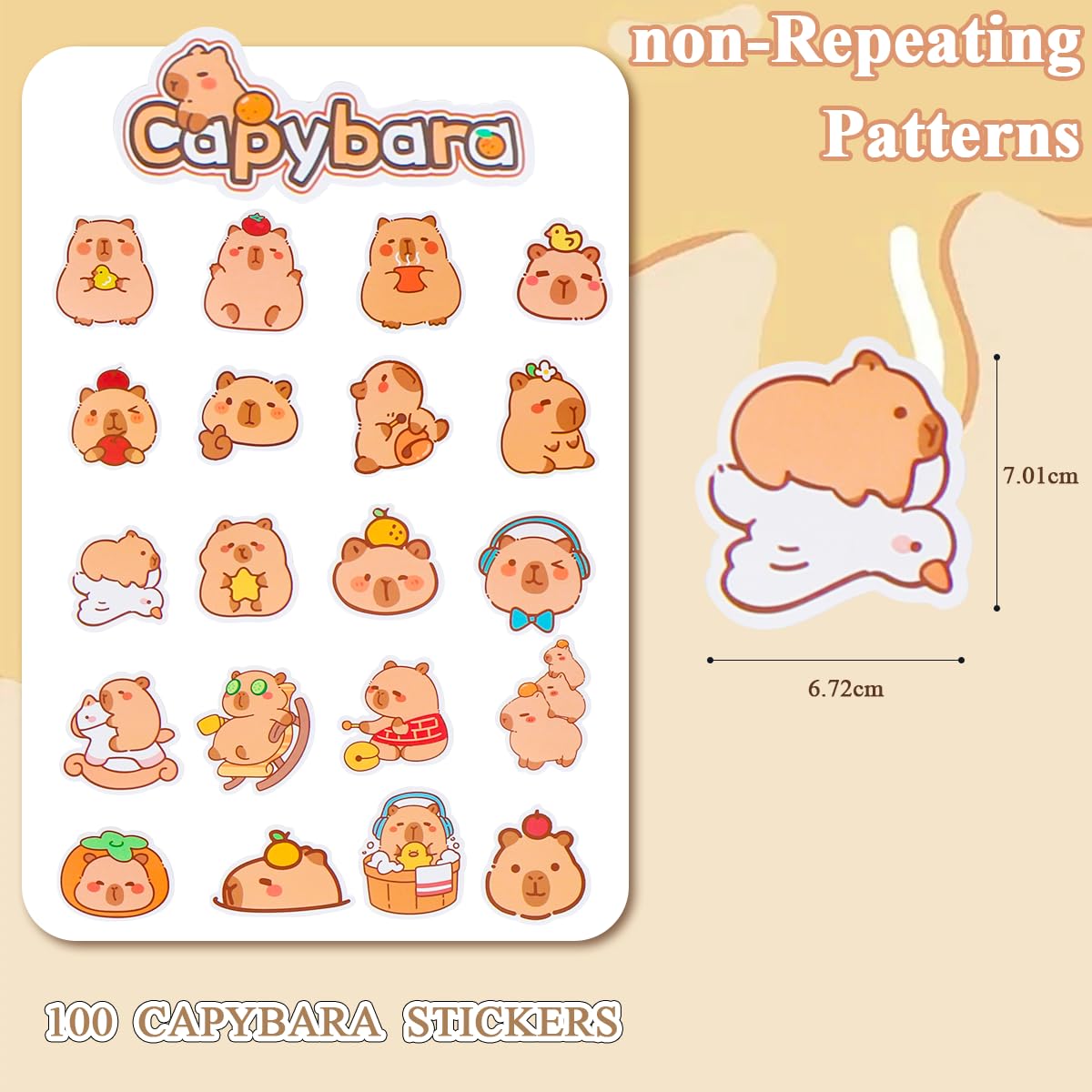 Autocollants Capybara Mignons - Lot De 4 - Décalcomanies Pour Carnet, Gourde, Ordinateur - Taille ~ 19,7x9,4 Cm