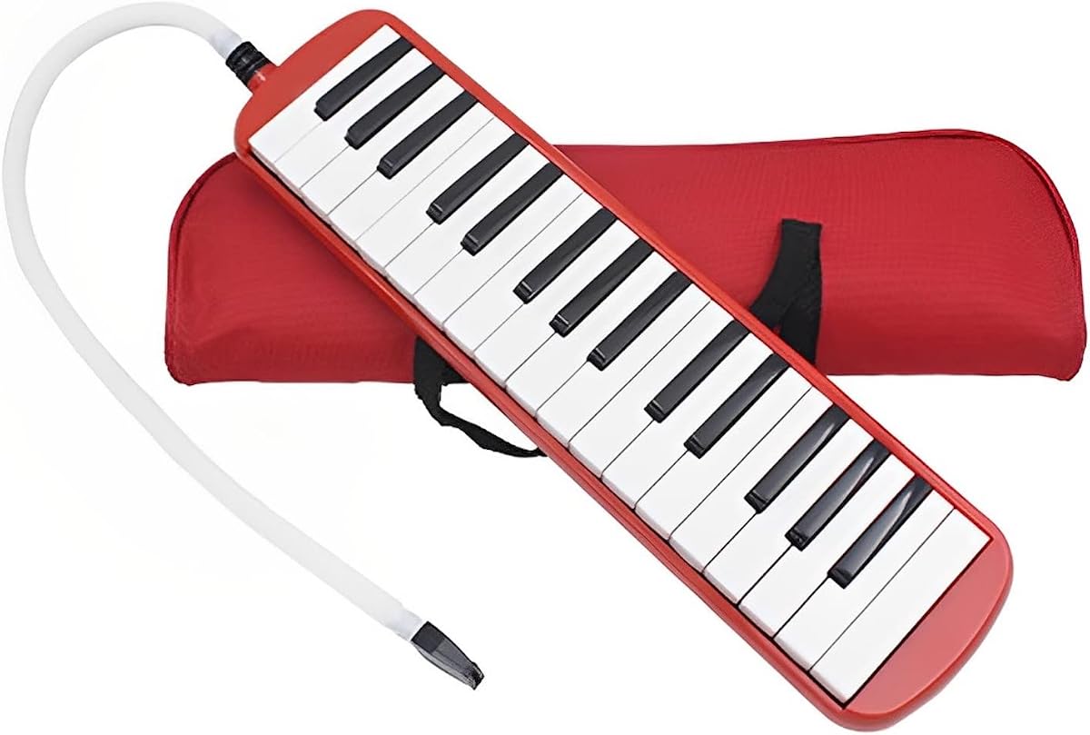 Melodica 32 Key Pianica Portable with Carrying Bag Short and Long Mouthpieces for Beginners Kids Gift