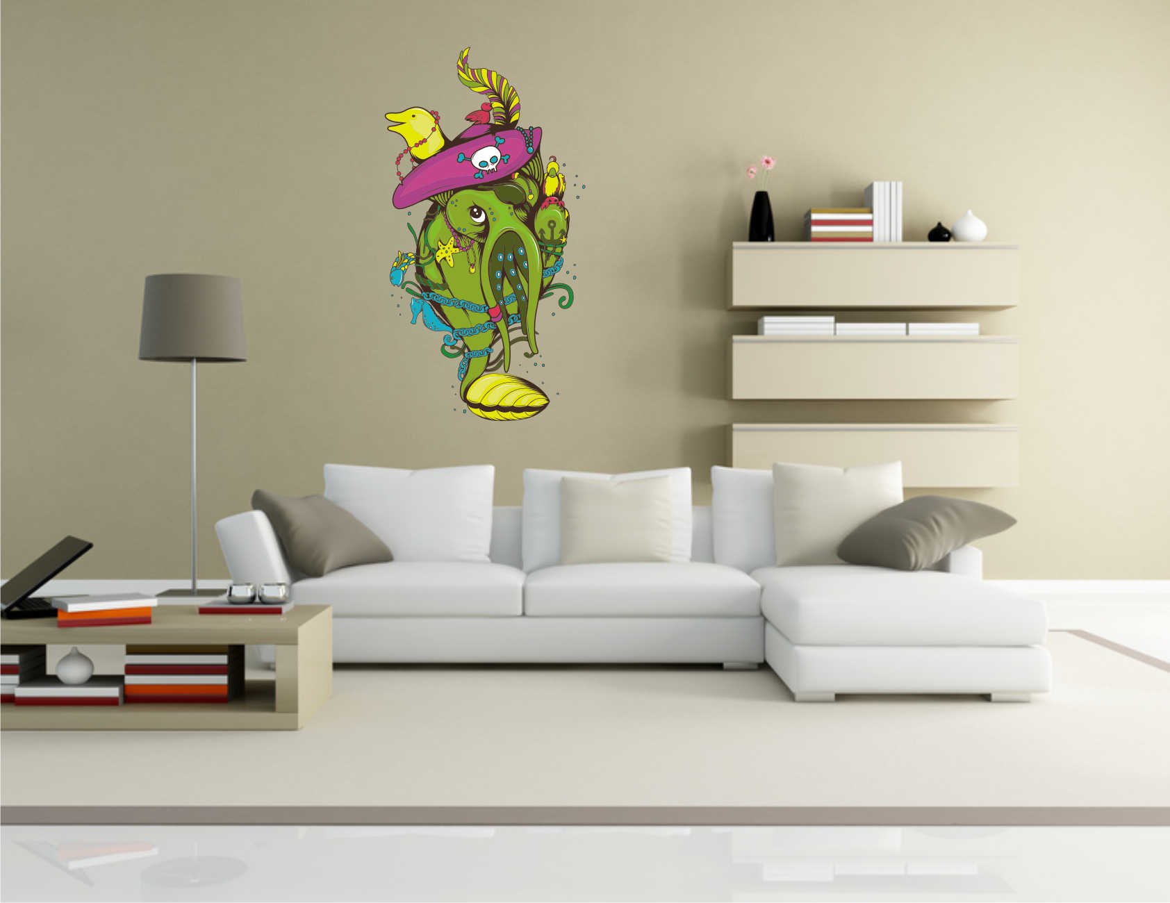 INDIGOS UG - Decalcomanie da muro - adesivi da parete - Murale - KAR-Wall-CLM 003-58 per CLM per Bambini 003 - Funny Little Monster - Uccelli con Teschio - Adesivi murali 58 x 108 cm - Decorazione per soggiorno, camera dei bambini, ufficio, scuola