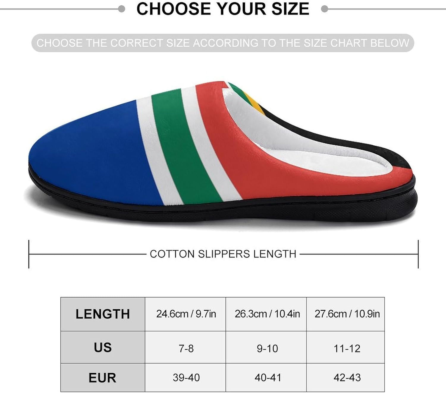 South African Nordic Crossed Flag Women's House Slippers Memory Foam Warm Shoes Spa Rubber Sole Indoor Outdoor