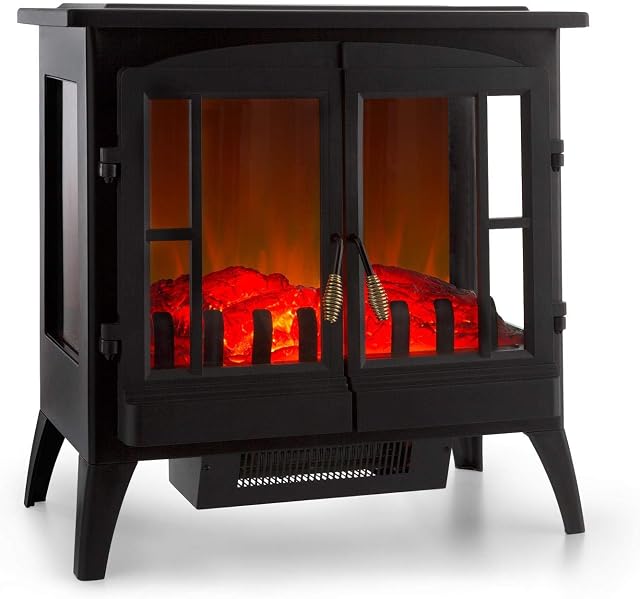 Klarstein Innsbruck Electric Fireplace with Flame Effect - Electric Fireplace , 1000/2000 Watt , Up to 30m² , Thermostat , Heating Function , Continuously Dimmable and Heatable , PanoramaView , Black