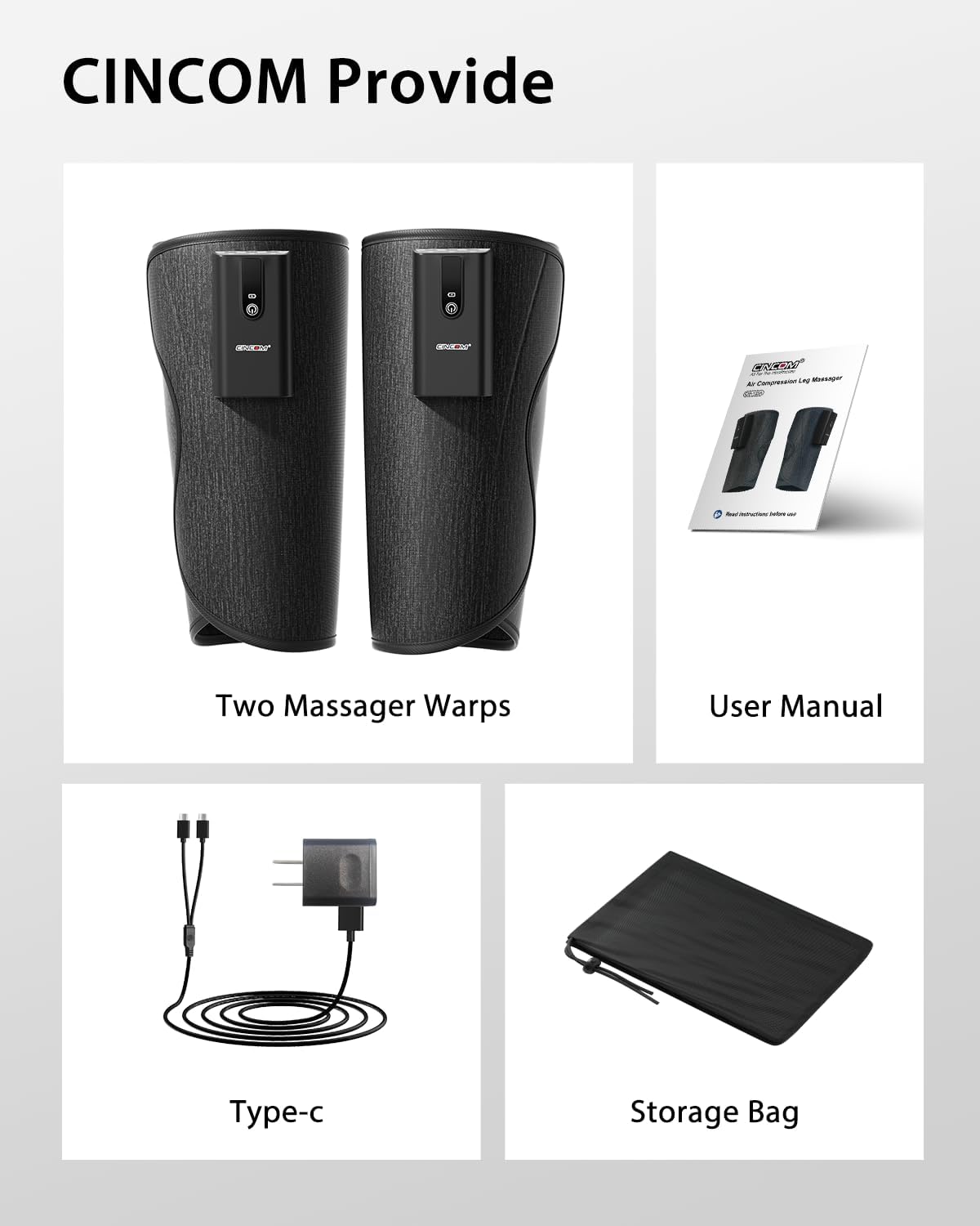 CINCOM Leg Massager with Heat and Air Compression, Cordless Calf Massager for Circulation and Pain Relief, Rechargeable Leg Compression for Edema Relief - Image 8