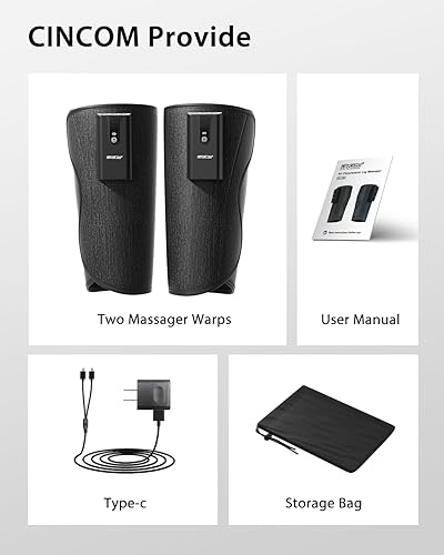 Miniatura 8 de CINCOM Masajeador de piernas con compresión de calor y aire, masajeador inalámbrico de pantorrillas para circulación y alivio del dolor, compresión