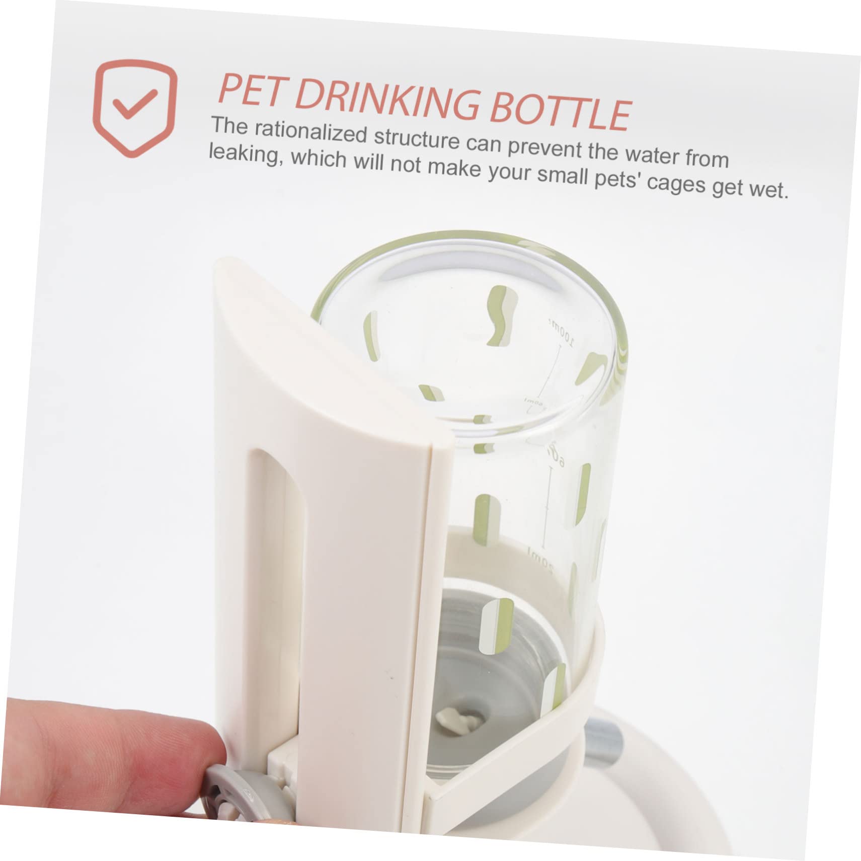 Hamster Wasserbehälter und Wasserflasche aus Abs Pp und Glas Transparenter Trinkflasche mit Leicht Ablesbarem Wasserstand Weiß für Kleine Haustiere Wie Hamster Praktische