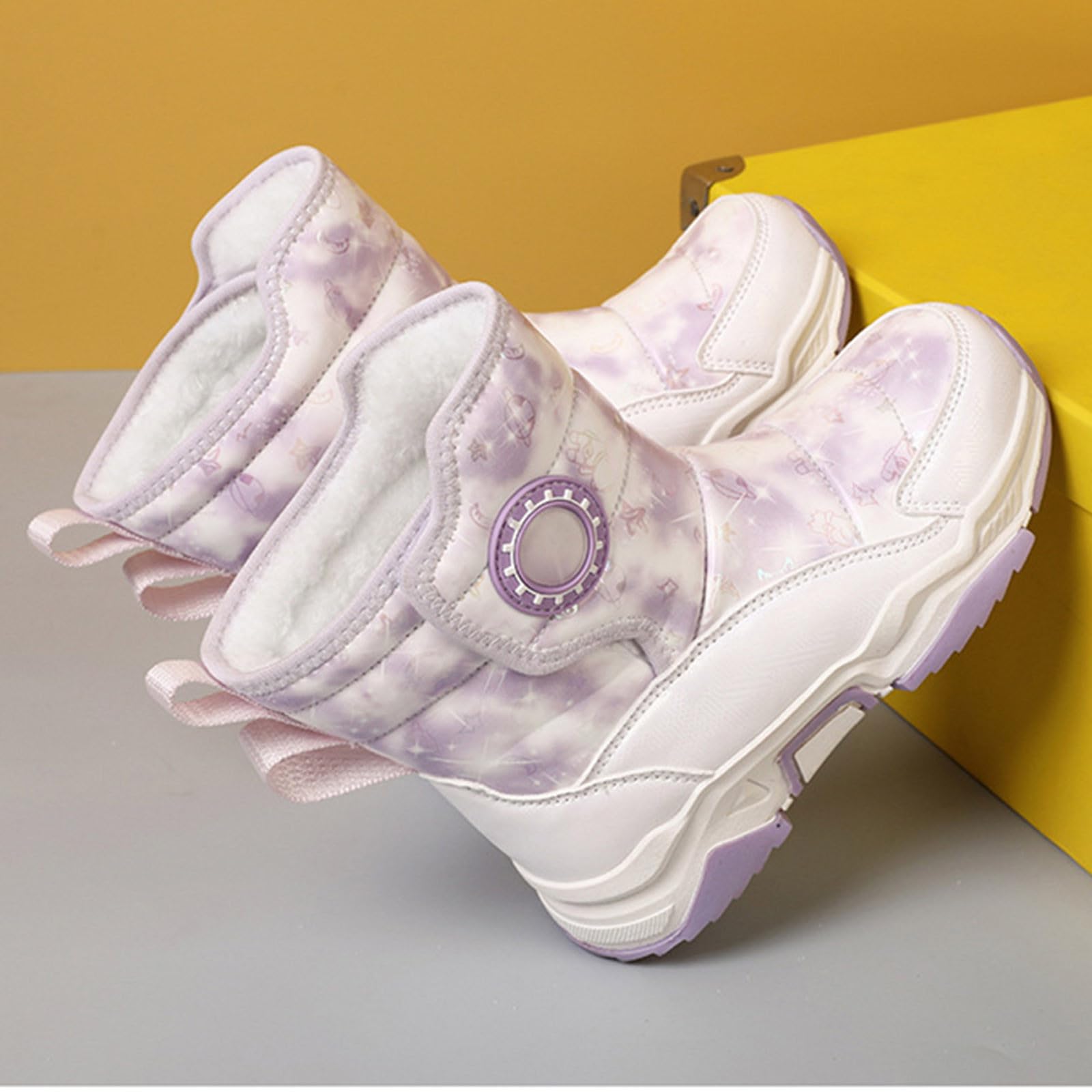 Generisch Kinder Winterschuhe Outdoor Schule Warme Schneestiefel für Jungen Mädchen (Light Purple, 36)