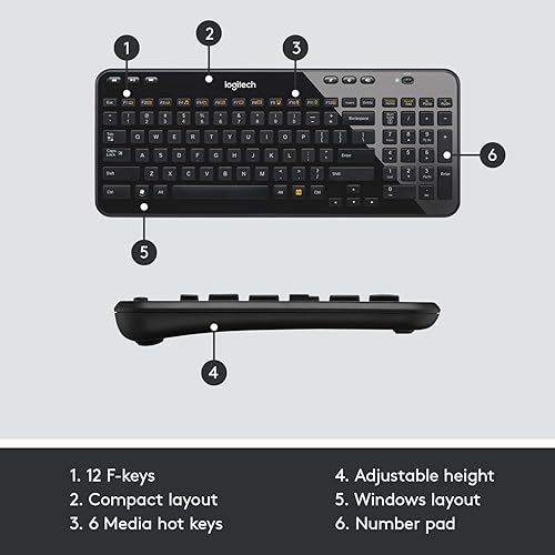Miniatura 6 de K360 teclado inalámbrico para Windows, negro, Negro Paquete de 10