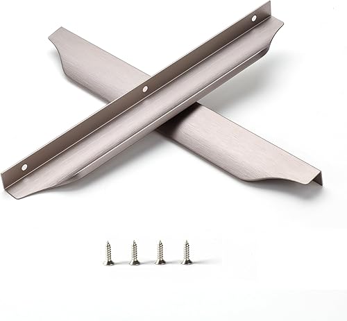 Satanga Tiradores de dedo para gabinete, cocina, cajón, perillas de perfil bajo, tocador de baño, manijas largas de aluminio, paquete de 6 unidades,