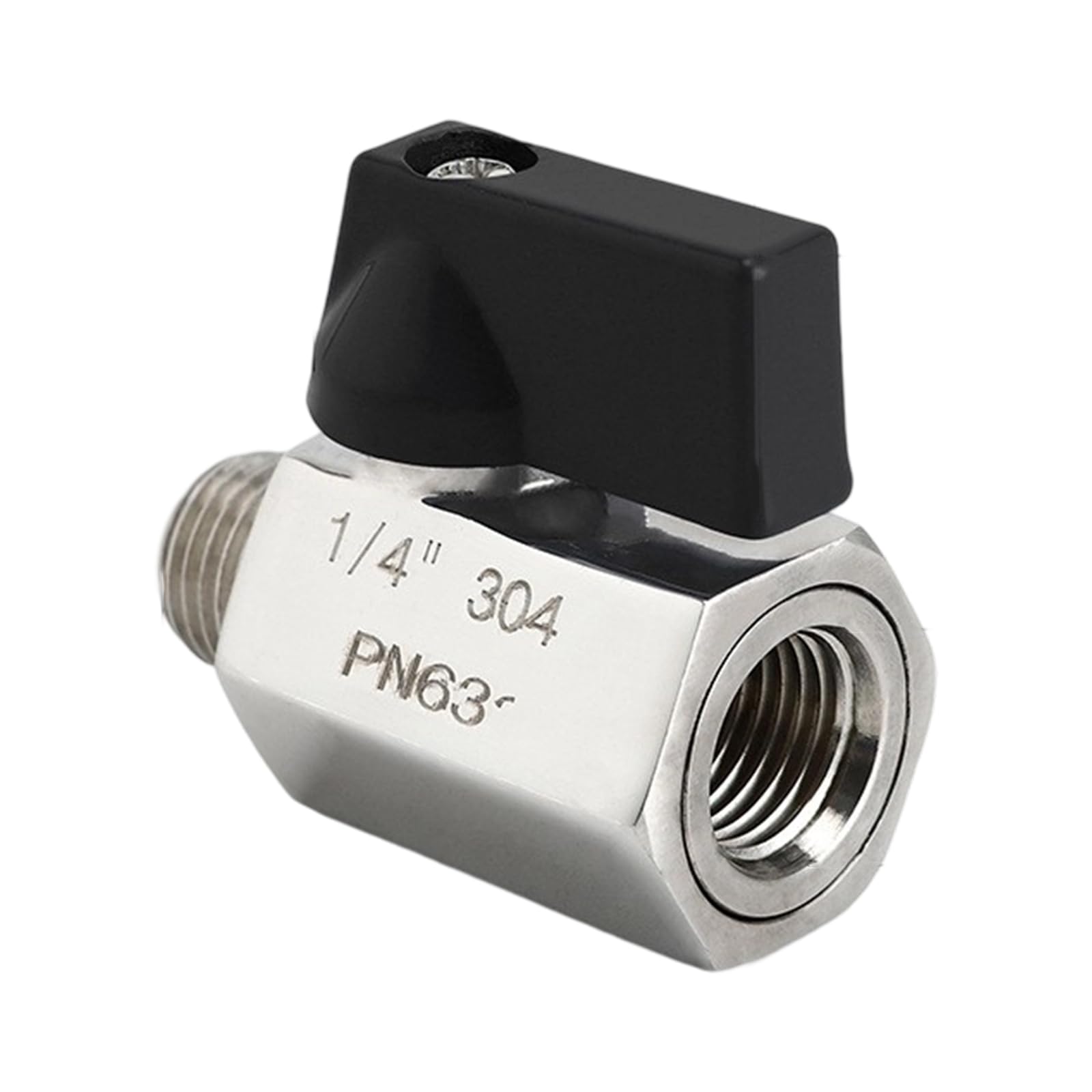 Newft Inside And Outside 1 / 4Inch Internal External Thread Small Balls Valves 304 Stainless Steel Space-Saving For Gass/Plumbing Systems Resistant Ball