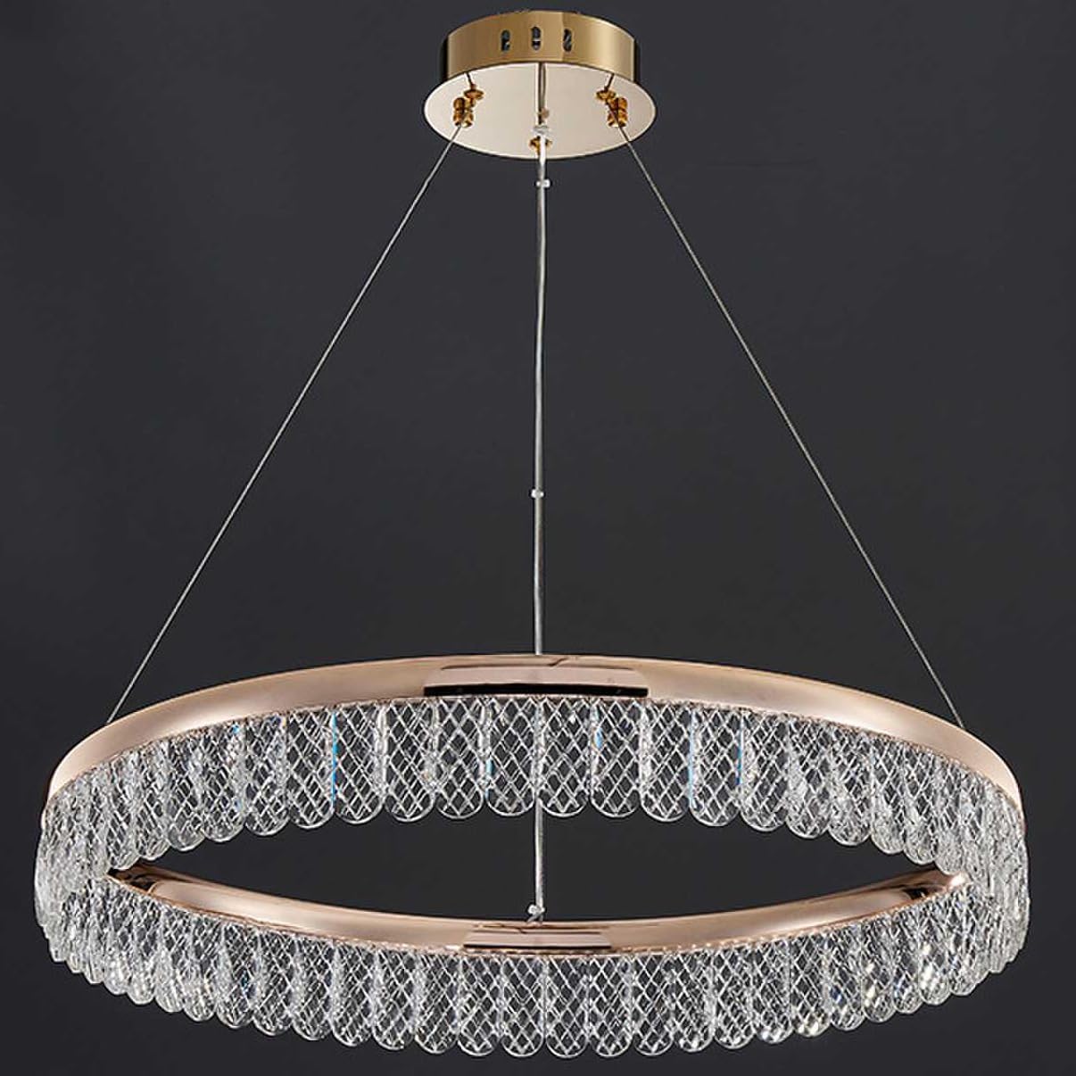 LED Crystal Chandelier Modern Pendant Light, 32inch Recessed Ceiling Lights Flush Mount, 72W Gold Dimmable 3000K/4200K/6000K Adjustable Hanging Light Fixture for Living Room Bedroom