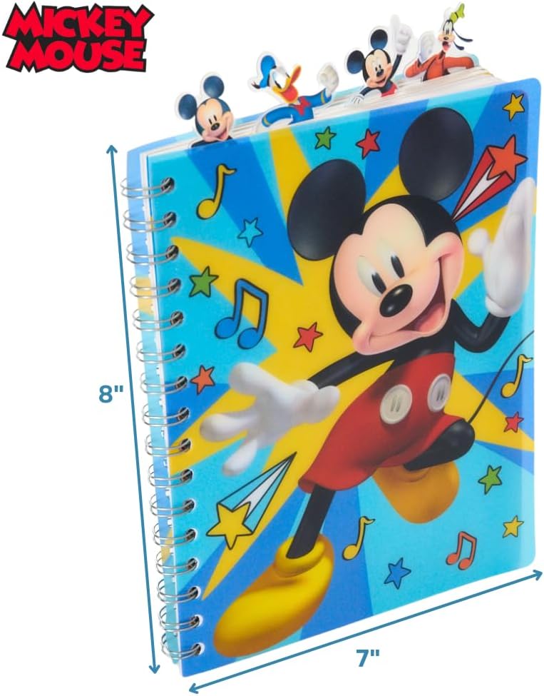 Innovative Designs Disney Mickey Mouse Journal Notebook, Spiral Bound, 96 Lined Pages, 8 x 7 inches, Blue