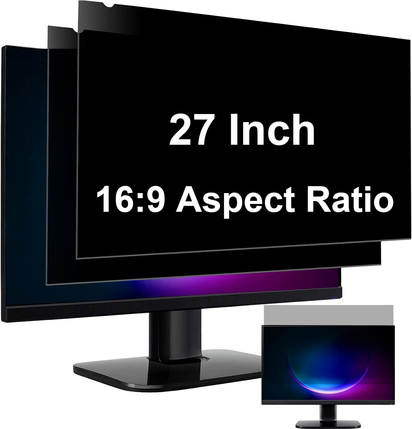 Photo 1 of  YAKAI?2-PACK Computer Privacy Screen Filter 27 Inch for 16:9 Aspect Ratio Widescreen Monitor, Anti-Spy & Anti-Glare Blue Light Blocking Protector - WxH: 23 9/16" x 13 1/4" (598mm x 337mm) 