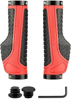 SAPLIZEBike Handlebar Grips, Multi Colors/Design Optional, Ergonomic Design, Aluminum Double Lock-on, Mountain Bike Grips, MTB BMX Downhill Foldable Urban Bicycles Grips, Scooter Grips