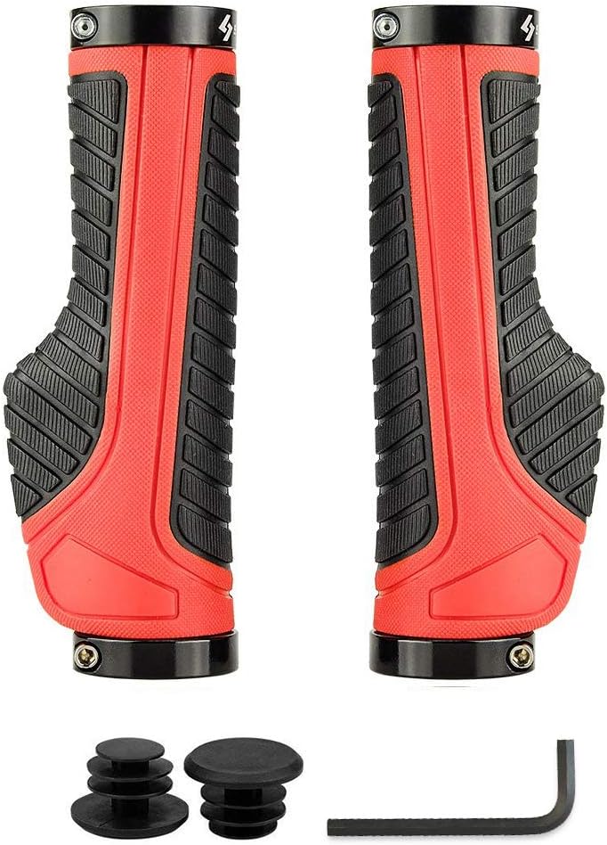 SAPLIZE Bike Handlebar Grips, Multi Colors/Design Optional, Ergonomic Design, Aluminum Double Lock-on, Mountain Bike Grips, MTB BMX Downhill Foldable Urban Bicycles Grips, Scooter Grips