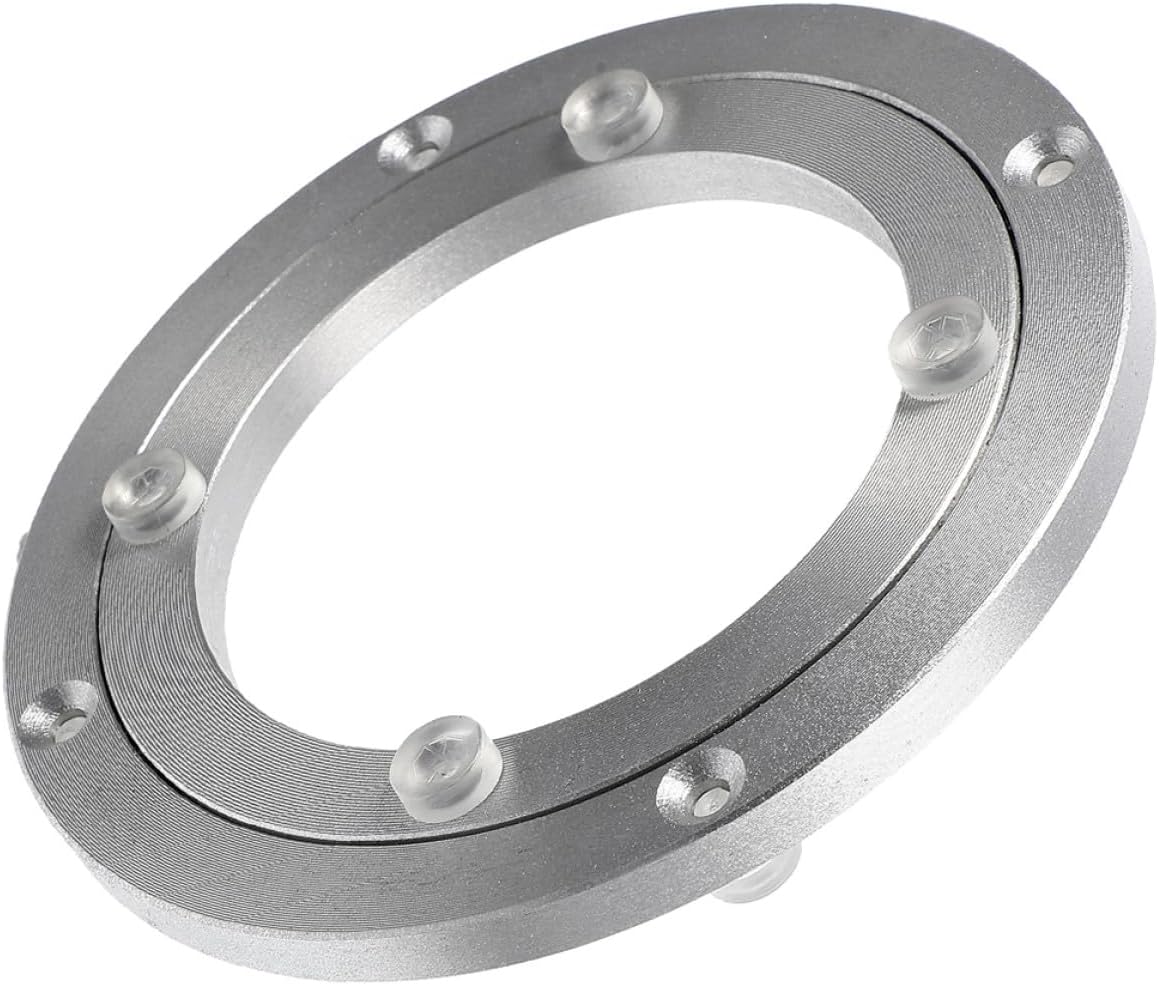 ULTECHNOVO Aluminium Alloy Turntable Bearing 4-inch X 8.5mm Smooth Swivel Plate Household Dining Table Round Rotary Base for Pantry and Restaurant Use