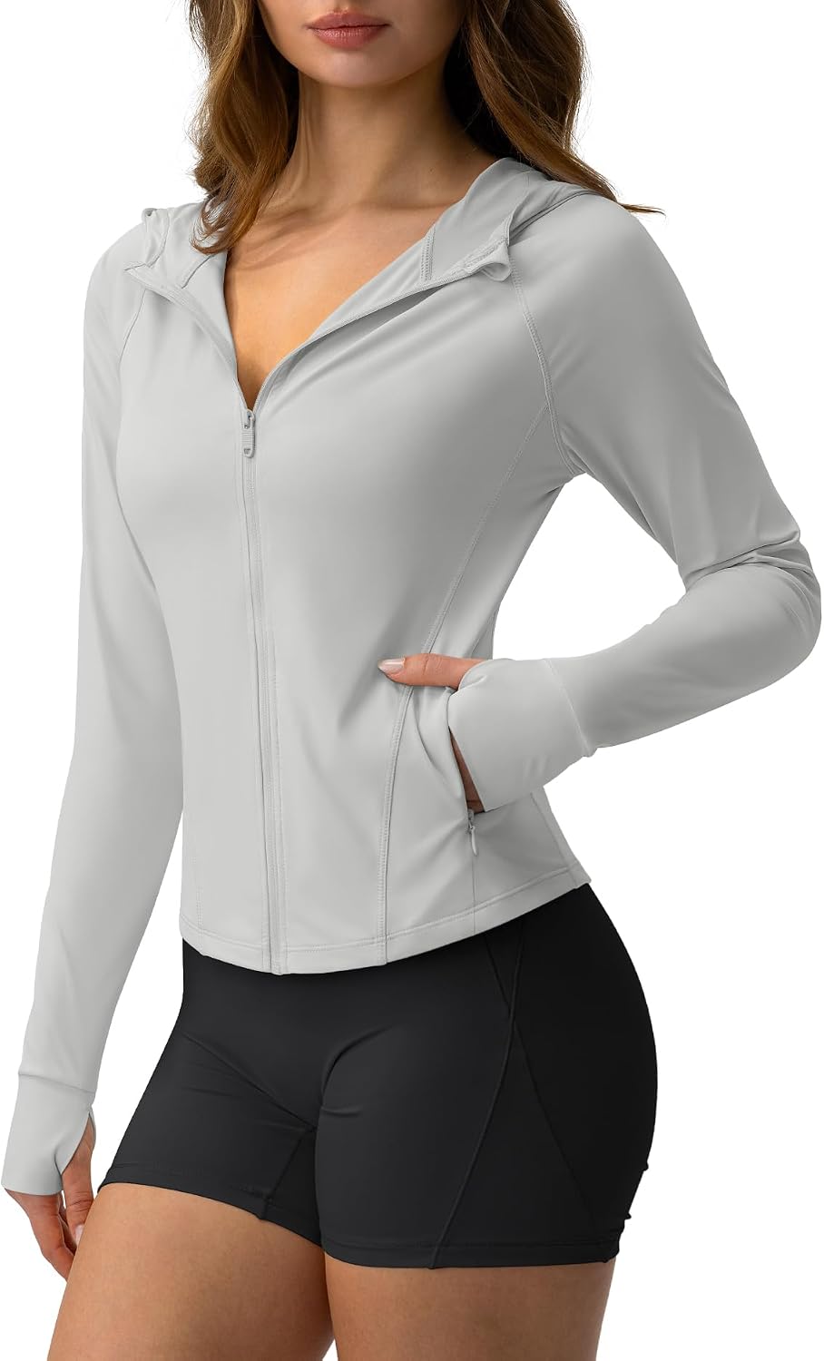 Women's UPF 50+ Sun Protection Hoodie Jacket Lightweight Ahletic Workout Yoga Gym Cropped BBL Jackets