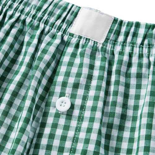 Image of Sumleno Womens Y2k Aesthetic Boxer Shorts Plaid Elastic Waist Lounge Pj Bottoms Summer Casual Gingham Pajamas Shorts