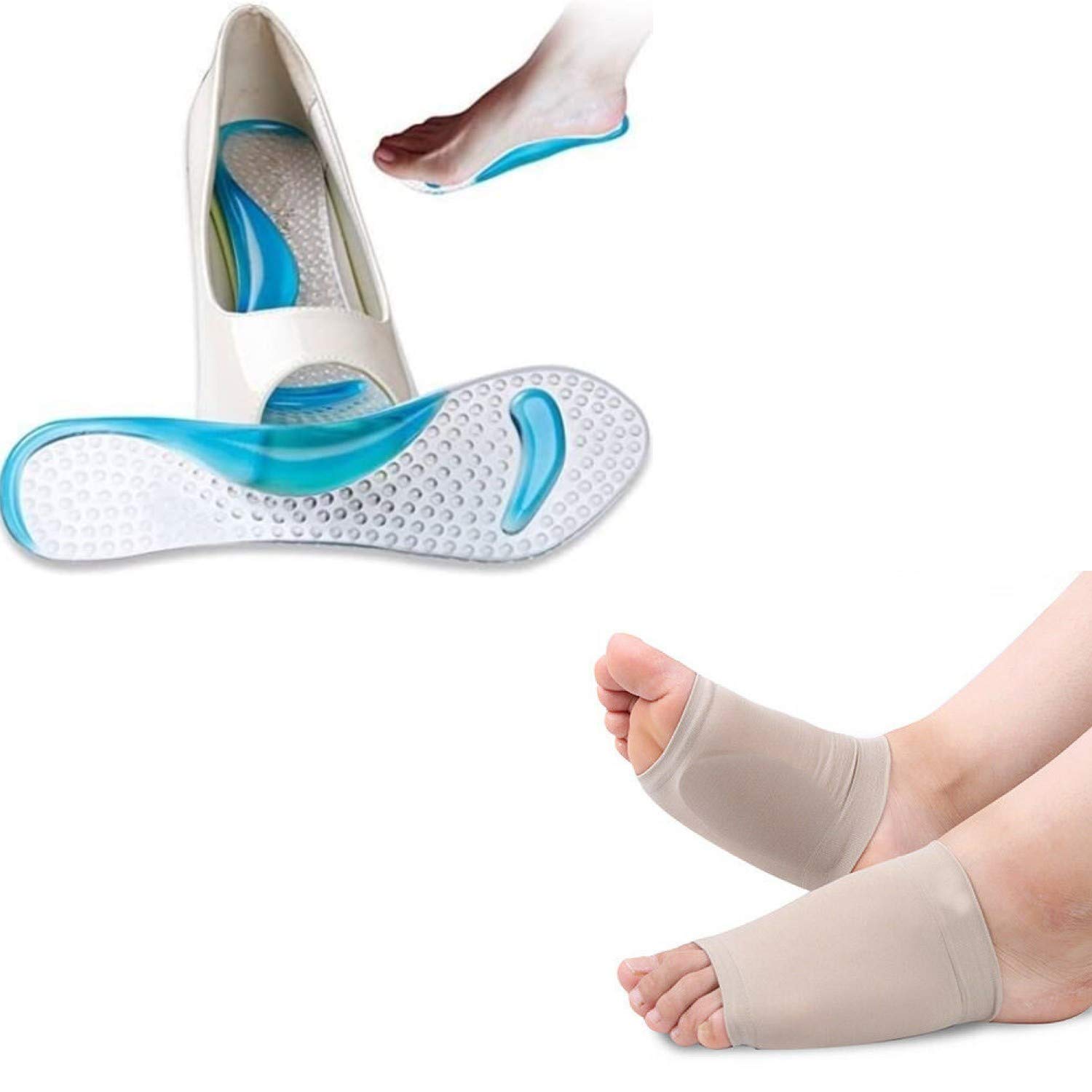 Pedimend Lot de 4 coussins de chaussures en silicone + coussinets de soutien de la voûte plantaire en gel (2 paires – 4 pièces) Coussin de soutien de la voûte plantaire et coussinets de soutien de la