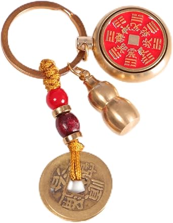 Hollow Copper Wu Lou Keychain Feng Shui Lucky Charm Bag Charms for Wealth Protection & Good Luck bag charms feng shui