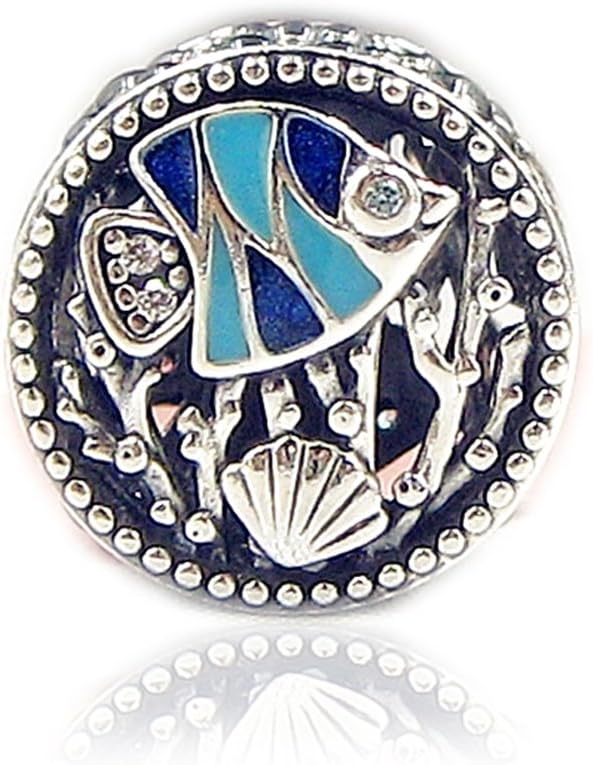 FUNSHOPP European Summer Ocean Life Sea Fish Coral Bead 925 Silver DIY Fits for Original Pandora Bracelet Charm Jewelry